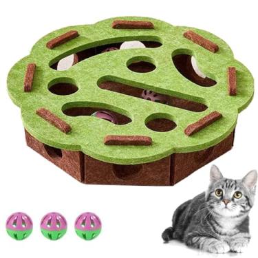 Imagem de Caixa de enriquecimento de quebra-cabeça para gatos, caixa de enriquecimento de lixa de unha de gato, arranhador de lixa de unhas para gatos, com sino para arranhar e caçar, caixa de labirinto de