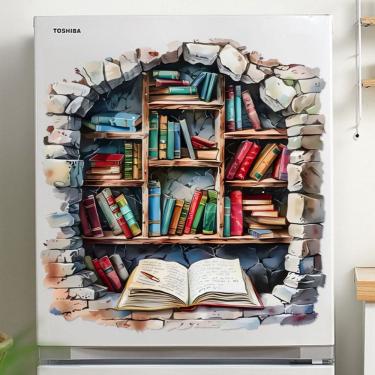 Imagem de Adesivos de parede Estante 3D Papel de parede quebrado PVC 29,5 x 29,5 cm