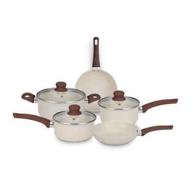 Imagem de Jogo De Panelas 5 Peças Serena Bege Antiaderente Cerâmico - MTA