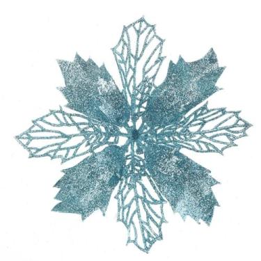 Imagem de Enfeite de árvore de Natal, vazado, criativo, multicolorido, artificial, flores vazadas, elegante, árvore de Natal romântica (P, azul claro)