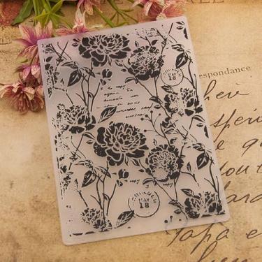 Imagem de Pasta de relevo de plástico com padrão de flor de peônia, impressões texturizadas 3D, vintage, fundo inglês, molde de pasta de gravação para fazer cartões, scrapbook, papel, artesanato, álbuns