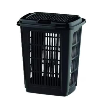 Imagem de Cesto Organizador de Roupas Roupeiro Multiuso com Tampa 60 Litros Preto