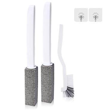 Imagem de Pacote com 2 limpadores de vaso sanitário de pedra-pomes com alça, escova de vaso sanitário de pedra-pomes para limpar depósitos de calcário, manchas de água dura em banheiros, churrasqueiras