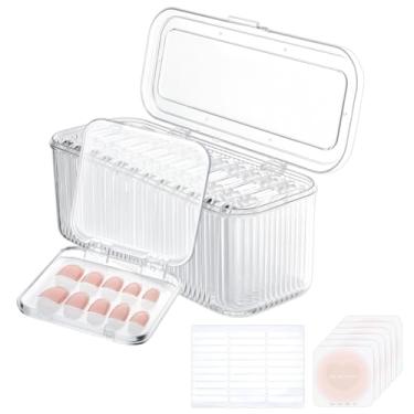 Imagem de PH PandaHall 12 peças de caixa de armazenamento de unhas de pressão e 1 caixa de armazenamento grande, caixa organizadora de unhas, recipientes com 60 fitas adesivas para manicure, salão de arte