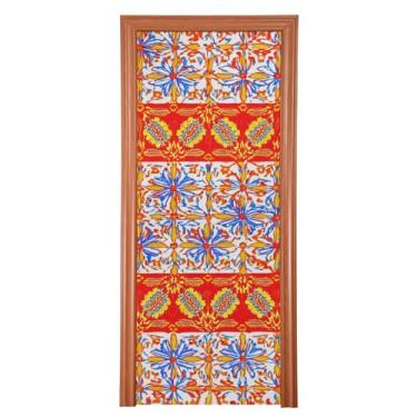 Imagem de CEBUGI 81 x 200 cm com azulejos ornamentais coloridos para porta da frente, faixa removível e lavável para decoração de casa