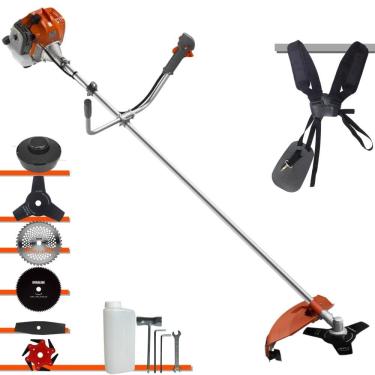 Imagem de Roçadeira Máquina de Corta Grama Tekna RL520ACG2 À Gasolina 52cc 2HP Com Carretel + Facas 2 Pontas + 3 Pontas + 6 Pontas + 40 Dentes + 80 Dentes