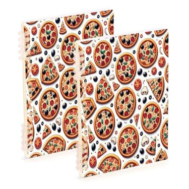 Imagem de Burbuja Cadernos de fatia de pizza, papel pautado universitário A5 com 60 folhas, fichário para escritório, 2 unidades