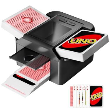 Imagem de Vipdream Baralhador automático de cartões, embaralhador de cartas 2 baralhos recarregável e portátil, perfeito para Skip Bo Poker UNO Blackjack, Texas Hold'em e mais