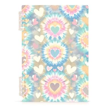 Imagem de Burbuja Caderno Tie Dye Hearts, papel pautado universitário A5 com 60 folhas, fichário para escritório, 1 pacote