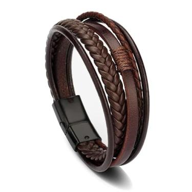 Imagem de Pulseira de punho para homens e mulheres, cruz, preto, cravejado, boho, feita à mão, pulseira de fio duplo, presente de amizade, Medium, Latão, Sem Pedra Preciosa