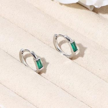 Imagem de Brincos de argola de ouro/prata para mulheres modernos, banhados a ouro 14K, brincos de argola pequenos para mulheres, brincos de argola grossa CZ para mulheres, 10mm, Latão, Sem pedra preciosa