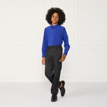 Imagem de Camisa Social Infantil Azul Royal Manga Longa + Calça Preta - JL Kids,