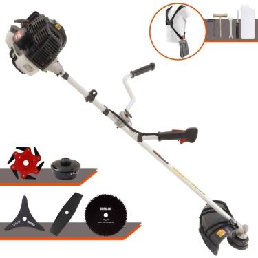 Imagem de Roçadeira Profissional Lateral Kawashima Kw43le À Gasolina 43cc 1,7hp + Faca 2 Pontas 330mm + Faca 80 Dentes 255mm + F