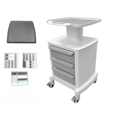 Imagem de Carrinho de trabalho para laptop médico com rodas, carrinho de laboratório com rodinhas de altura ajustável com suporte de scanner – mesa de computador móvel resistente para clínicas odontológicas