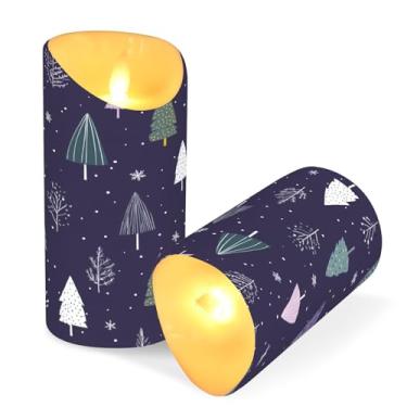 Imagem de ATTX Pacote com 2 velas de árvore de Natal sem chamas – Velas LED de 7,6 cm x 15 cm com controle remoto e temporizador para casa, casamento, decoração de acampamento #138