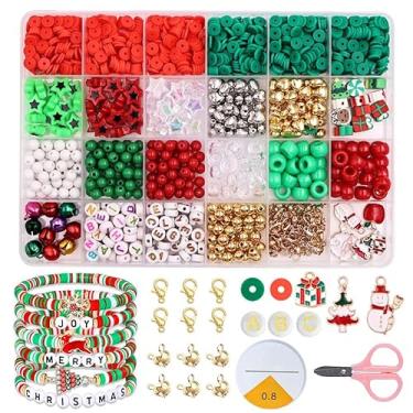 Imagem de Apercik Kit de fabricação de pulseiras de Natal, contas de argila com letras da amizade, kit de fabricação de joias para adolescentes e meninos