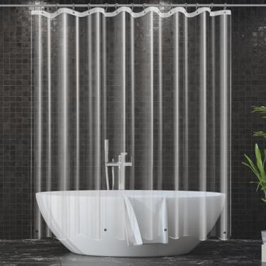 Imagem de Hereisa [Pacote com 2 forros de cortina de chuveiro de plástico transparente de 203 x 182 cm, leve 3G - Transparência cristalina, forros impermeáveis para banheiro e banheira, fácil instalação