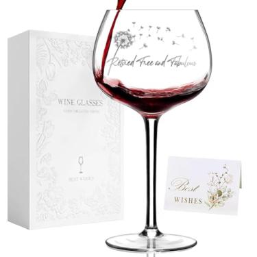 Imagem de Presentes de aposentadoria 2026 para mulheres, decorações engraçadas de aposentadoria, Perfectinsoy Retirement Goodbye Tension Hello Pension taça de vinho 16 Oz, cartão de despedida para mulher
