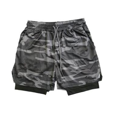 Imagem de Shorts de Fitness Masculino - Secagem Rápida, Respirável, Cintura Elás