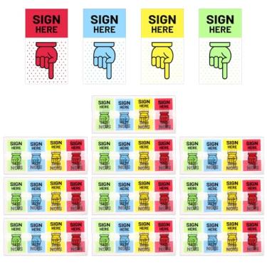 Imagem de 1000 Peças Adesivos Assine Aqui, Etiquetas com Setas para Dedos Abas para Assinatura for Documentos Cadernos Materiais Escolares e de Escritório (4 Cores)