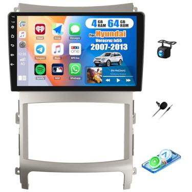 Imagem de [4+64G] Android 13 estéreo automotivo para Hyundai Veracruz ix55 2007-2013 com carro sem fio e Android Auto, rádio de carro de 23 cm com link espelhado Bluetooth FM/RDS WiFi GPS EQ DSP SWC + câmera de