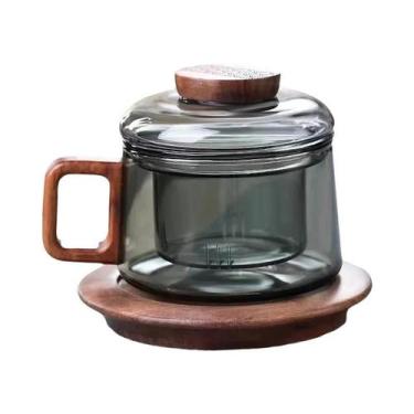 Imagem de Copo De Chá De Vidro Borossilicato De 200ml Com Filtro E Cabo De Madei