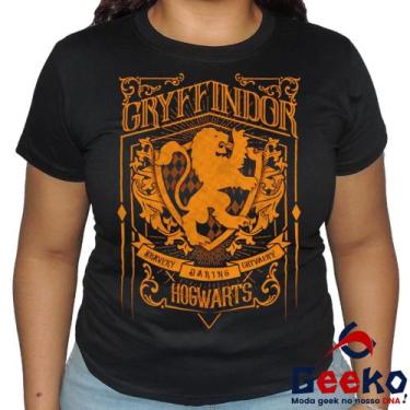 Imagem de Baby Look Grifinória 100% Algodão Harry Potter Blusa Feminina Hogwarts
