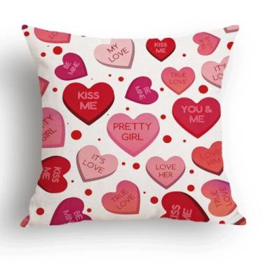 Imagem de Capa de almofada de coração doce dos namorados 45 x 45 cm, capa de almofada com estampa de mensagem de amor, linda decoração romântica de férias para sofá de sofá