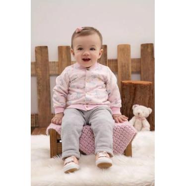 Imagem de Conjunto Bebê Menina Paraiso C/ Jaqueta Dupla Inverno 14652, Rosa, M (