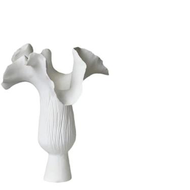 Imagem de Vaso moderno simples de cerâmica branca irregular vaso de flores ornamentos de sala de estar decoração de entrada vasos de flores