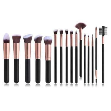 Imagem de Kit de Pincéis Maquiagem com 16 Peças Cerdas Macias e Densas para Base Líquida Creme Mistura Pó Sombra Olhos Blush Cosméticos Corretivo Conjunto Completo Uso Diário Viagens