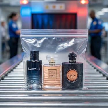 Imagem de Saco Zip lock 20x20 cm tamanho oficial ANAC 10 unidades 1L Transporte De Líquidos Viagem tranquila Voos Internacionais Transparente