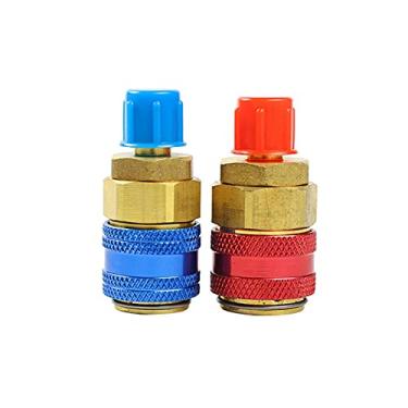 Imagem de 1 Par Conector Rápido de Carro R134A Adaptadores Latão Refrigerante Ar Condicionado Medidor Manifold AC Ajustável Conectores Baixo Kit Valvula Reposição