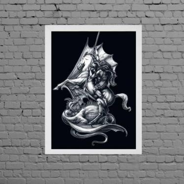 Imagem de Quadro Desenho São Jorge Preto E Branco