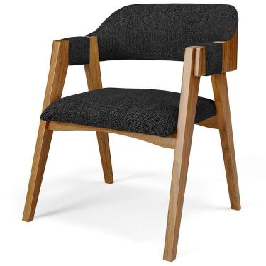 Imagem de Cadeira Para Sala De Jantar E Estar Living Estofada Suran L02 Linho Chumbo - Lyam