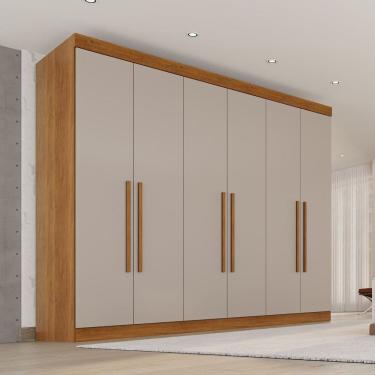 Imagem de Guarda-roupa Casal 6 Portas 6 Gavetas 100% Mdf Órion Plus Cinamomo/Off-White