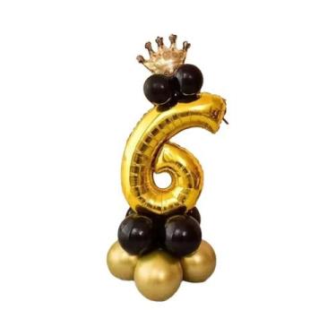 Imagem de Balões De Folha Com Números De 32 Polegadas, 16 Peças, Cromado Dourado