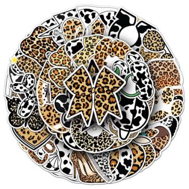 Imagem de Adesivos com estampa de leopardo, 50 peças, decalque criativo de anima