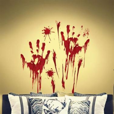 Imagem de Adesivos de parede Halloween Bloody Handprint PVC 30x45cm - yiweisai