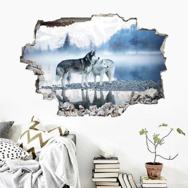 Imagem de Adesivo de parede Nordic Style 3D Wolf autoadesivo PVC 50x70cm - yiwei