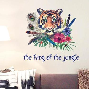 Imagem de Adesivo de parede Creative Tiger Head The King of Jungle 62x59cm - Yiw
