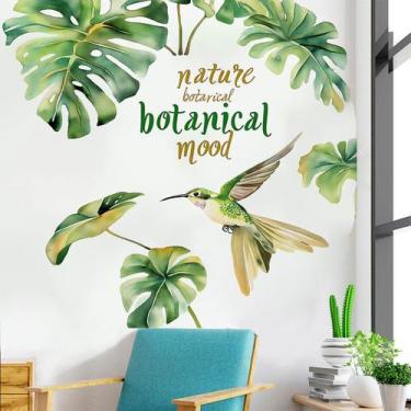 Imagem de Adesivos de parede Tropical Monstera Leaves Hummingbird PVC - yiweisai