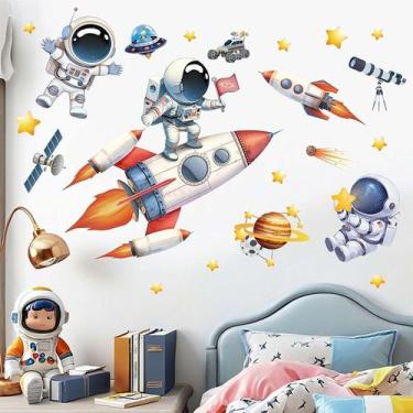 Imagem de Adesivos de parede Astronaut Rocket Spaceship Planets Stars PVC - yiwe