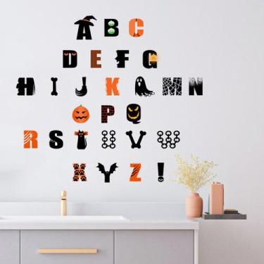 Imagem de Adesivos de parede Halloween ABC Spooky Alphabet PVC 19x19cm - yiweisa