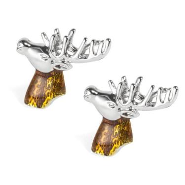 Imagem de Cufflinks Moose Head para homens, cobre inspirado no Natal - yiweisai