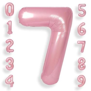 Imagem de Balões de alumínio Helium Number SUWEN 7 rosa de 40 polegadas para fes