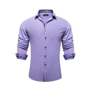 Imagem de Camisa Social Masculina De Manga Longa Preta Com Estampa Paisley Verme