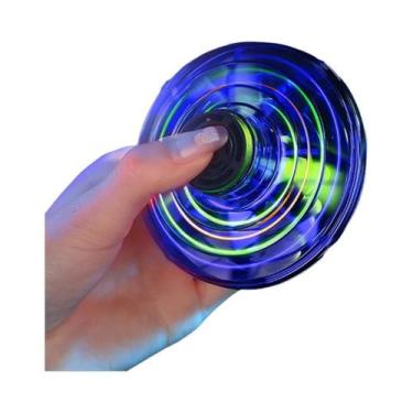Imagem de Brinquedo Voador Giratório Com LED Azul Recarregável Fidget Spinner - 