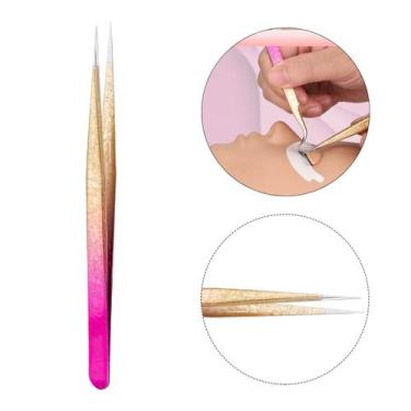 Imagem de Pinça Volume Russo Cílios Ponta Reta Extensão Alongamento Fio A Fio 3d