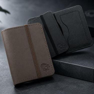 Imagem de Carteira Masculina Slim Elástico Luxo de Material Sintético Porta Cart